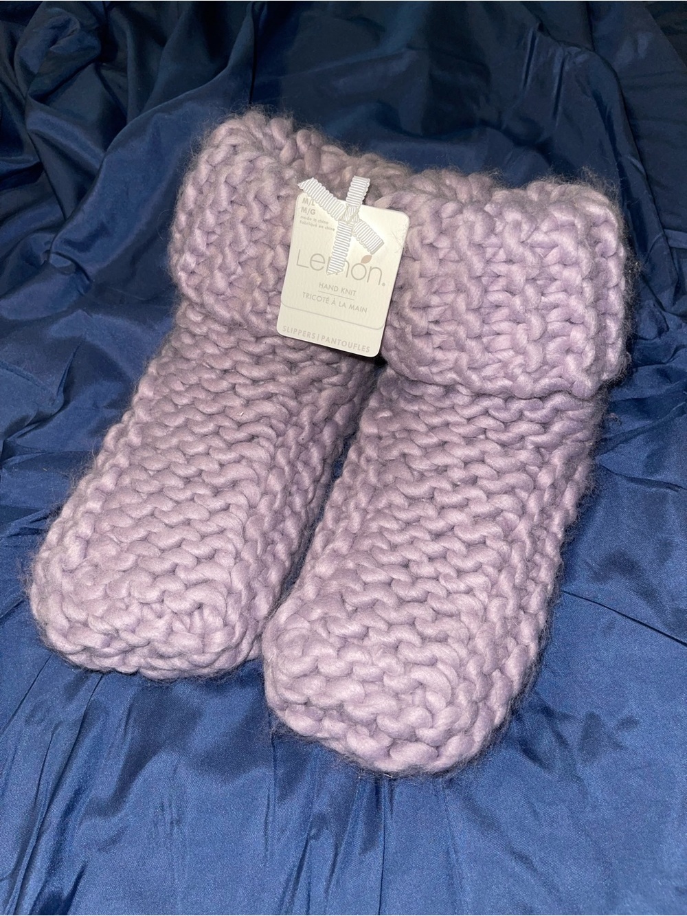 Lemon Lavender Chunky Knit Slipper Boots